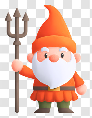 Halloween Gnome With Trident - Cute Garden Gnome With Trident Transparent PNG