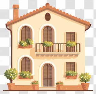 Italian House - Charming Mediterranean-Style House Illustration Transparent PNG