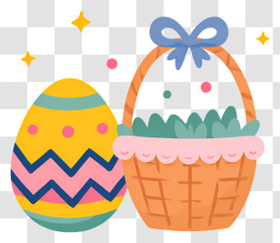 Easter Egg And Basket - Easter Egg And Gift Basket Transparent PNG