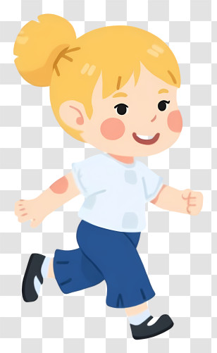 Running Girl - Smiling Blonde Girl In Casual Outfit Transparent PNG