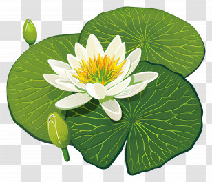Water Lily Leaf - White Lotus With Leaves Transparent PNG