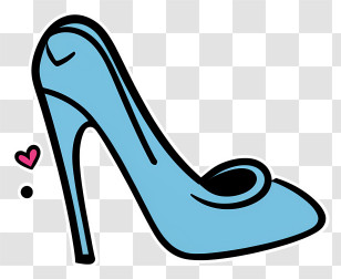 Cartoon - Stylish Blue High-Heeled Shoe Transparent PNG