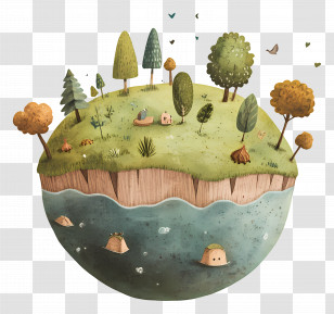 Cute Earth - Miniature Earth Ecosystem Illustration Transparent PNG