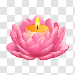 Candle Lotus Flower - Pink Lotus Candle With Elegant Design Transparent PNG