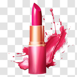 Pink Lipstick - Cartoon Lipstick With Colorful Splash Transparent PNG