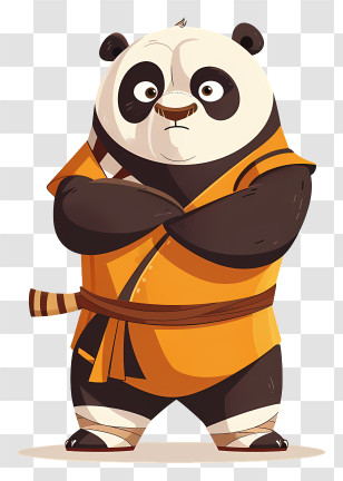 Kung Fu Panda - Cartoon Panda In Martial Arts Uniform Transparent PNG
