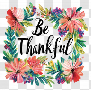 Be Thankful - Be Thankful Thanksgiving Floral Design Transparent PNG