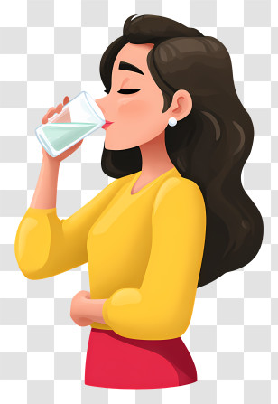 Girl Drinking Water - Woman Drinking Water Illustration Transparent PNG