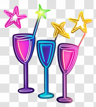 Party Neon - Neon Glasses With Stars Transparent PNG