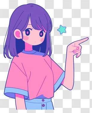 Kawaii Girl - Cute Anime Girl Pointing Transparent PNG