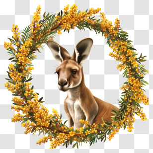 Australia Day - Kangaroo With Floral Wreath Transparent PNG
