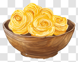 Yellow Butter Swirls In Wooden Bowl - Elegant Yellow Butter Swirls In Wooden Bowl Transparent PNG