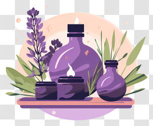 Glass Bottle - Lavender Aromatherapy Set With Natural Plants Transparent PNG