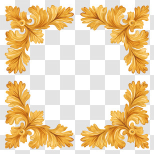Golden Border Frame - Decorative Floral Frame Transparent PNG