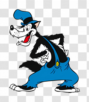Big Bad Wolf - Cartoon Wolf In Blue Overalls Transparent PNG