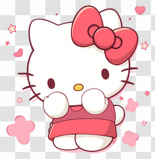 Hello Kitty - Hello Kitty In Pink Outfit Illustration Transparent PNG