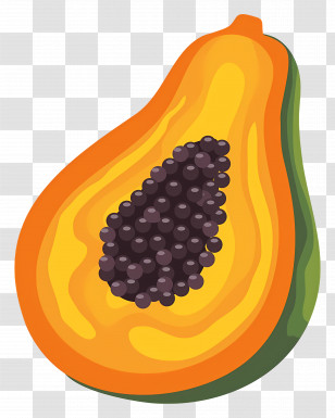 Papaya - Papaya Fruit Illustration With Seeds Transparent PNG