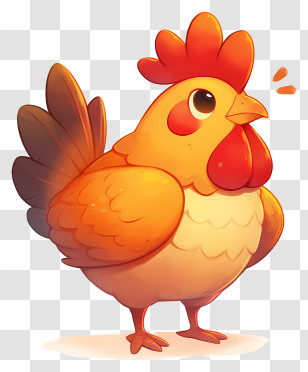 Cute Chicken - Cheerful Orange Rooster Cartoon Transparent PNG