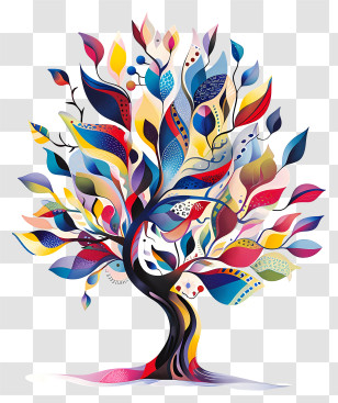 Tu B Shevat - Abstract Colorful Tree Illustration Transparent PNG