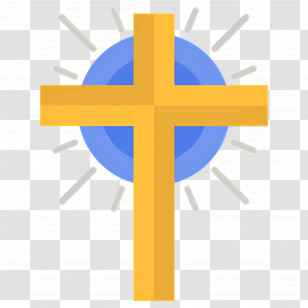 Christian Cross - Golden Cross With Blue Halo Transparent PNG