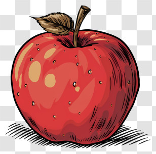 Red Apple - Juicy Red Apple Illustrated Artwork Transparent PNG