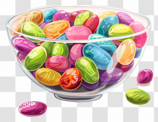 Bowl Of Jelly Beans - Bowl Of Colorful Jelly Beans Illustration Transparent PNG
