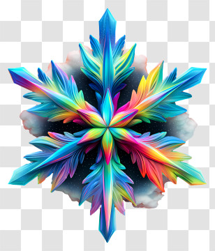 Iridescent Snowflake - Rainbow Crystal Snowflake Ornament Transparent PNG