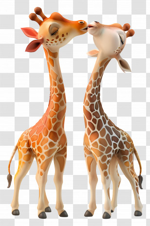 Kissing - Cartoon Giraffes Displaying Affection Transparent PNG