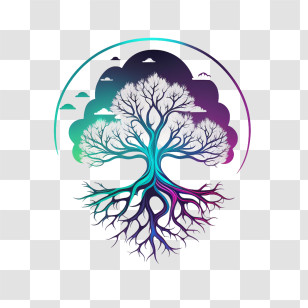 Family Tree
 - Abstract Tree With Roots And Circular Frame Transparent PNG