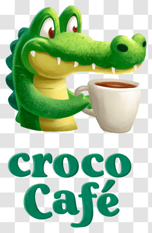 Croco Cafe Logo - Friendly Crocodile Café Mascot Transparent PNG