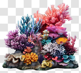 Realistic 3d Coral Reef - Colorful Coral Reef In Vibrant Marine Scene Transparent PNG