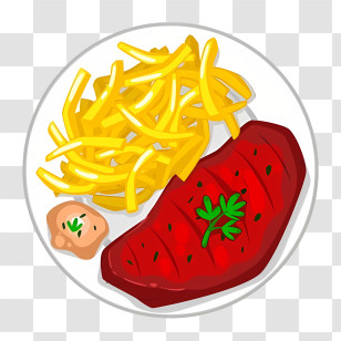 Thai Food - Steak And Fries Plate Illustration Transparent PNG