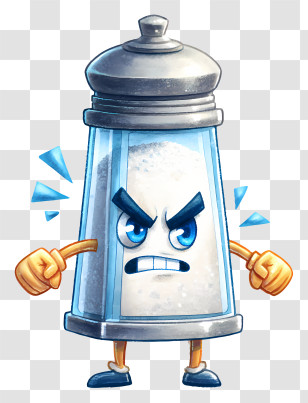 Cartoon Salt Shaker - Angry Silver Salt Shaker Cartoon Transparent PNG