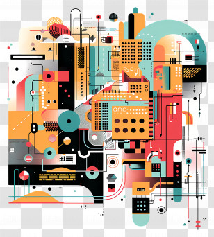 Big Data - Abstract Geometric Digital Art Design Transparent PNG