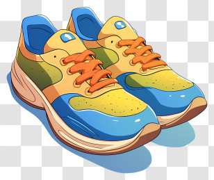 Retro Running Shoes - Colorful Sneakers Illustration Transparent PNG