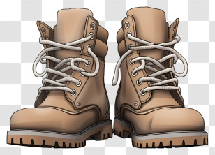 Realistic Winter Boots - Durable Brown Hiking Boots Illustration Transparent PNG
