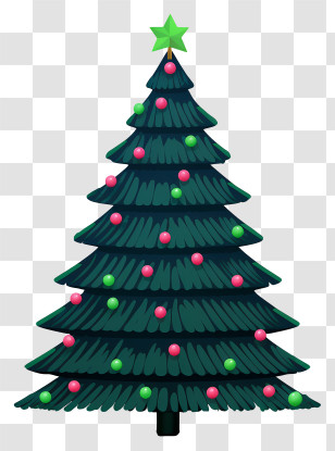 Christmas Tree - Festive Decorated Christmas Tree Illustration Transparent PNG