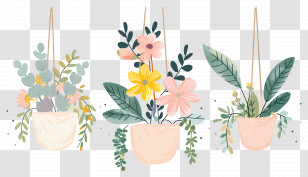 Hanging Flowers - Set Of Hanging Plants With Flowers Transparent PNG