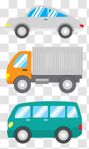 Cars - Cartoon Illustration Of Car, Truck, And Van Transparent PNG