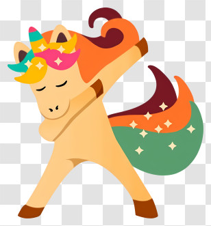 Unicorn Dancing - Colorful Dabbing Unicorn Transparent PNG