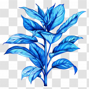 Blue Leaf - Blue Botanical Plant Illustration Transparent PNG