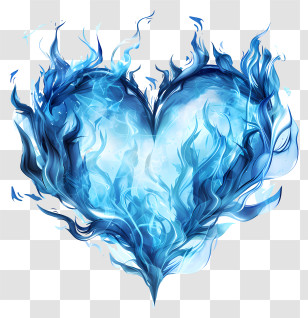 Flame Heart - Blue Flame Heart Symbol Transparent PNG