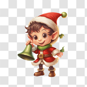 Christmas Elf - Cute Christmas Elf With Bell Transparent PNG