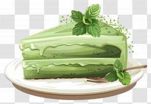 Matcha Cake - Delicious Green Tea Cake Slice Transparent PNG