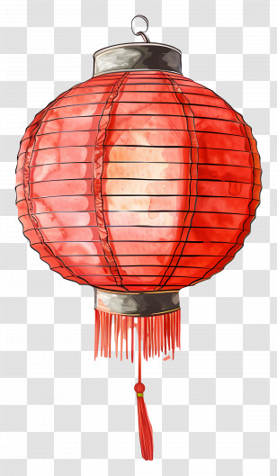Chinese Lantern - Red Chinese Lantern With Tassels For Lunar New Year Transparent PNG