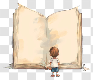 Little Boy - Child Standing In Front Of Oversized Book Transparent PNG