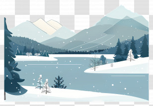 Snowy Mountains Background - Snowy Mountain Landscape In Winter Transparent PNG