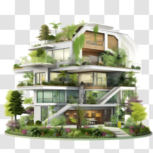 Eco House - Eco-Friendly Modern House Architecture Transparent PNG