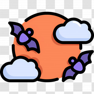 Halloween Moon - Bats Flying Around The Moon Transparent PNG