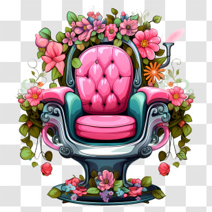 Hair Salon - Floral Decorated Chair Transparent PNG